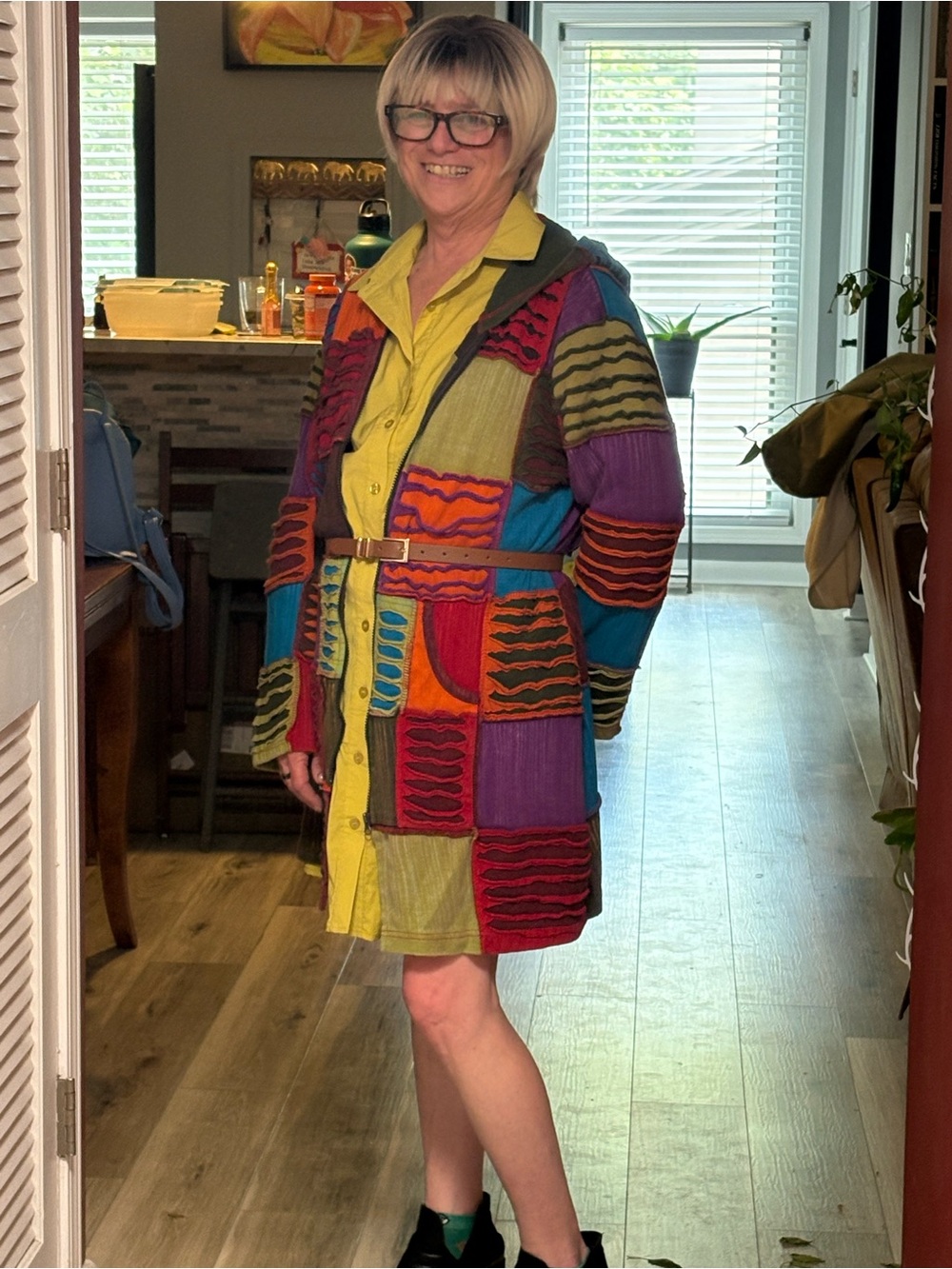 Colorblock Patchwork Hooded Cardigan - Multicolor - Picture 5 of 5